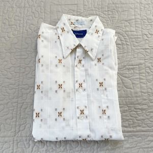 Vintage 1970s JC Penney Dagger Collar Button Up Shirt Embroidery Size 16-34 ( L)